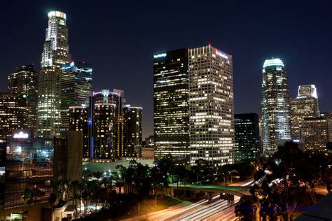 Downtown Los Angeles California Buildings At Night A Photo On