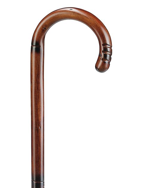 Wooden Walking Stick In Dark Brown Chestnut With Round Hook Grip For