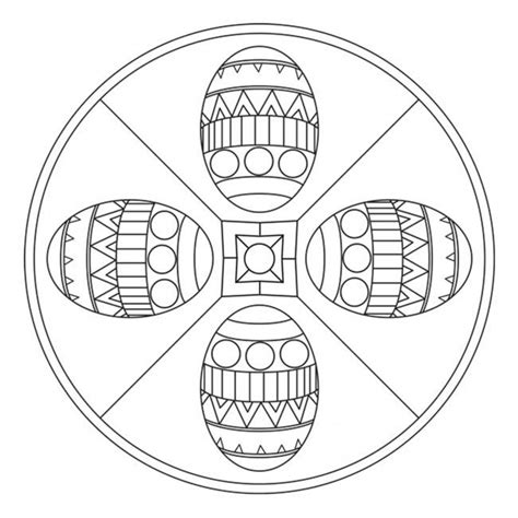 Ausmalbild ostern osterhase mit ostergrussen auf englisch. Osterei-Mandala für Kindergarten, KiTa und Schule