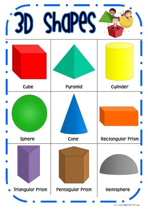3d Shape Desk Chart Kindergarten Math Activities Shapes Kindergarten