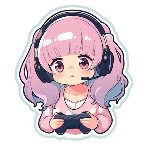 Premium Ai Image Minimal Japanese Kawaii Gamer Girl Chibi Anime