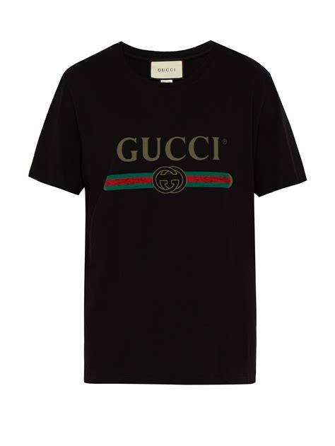 Gucci Fake Logo Print Cotton T Shirt In Black For Men Save 24 Lyst
