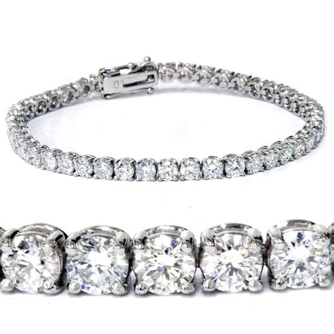 G Si 7 Carat Round Lab Grown Diamond Tennis Bracelet 14k White Gold 7