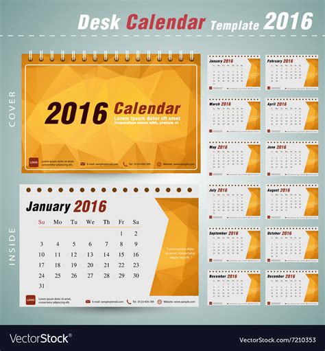 Desk Calendar 2016 Design Template With Triangular