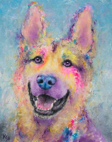German Shepherd Dog Art By Krystle Cole Dog Print Art Colorful Dog