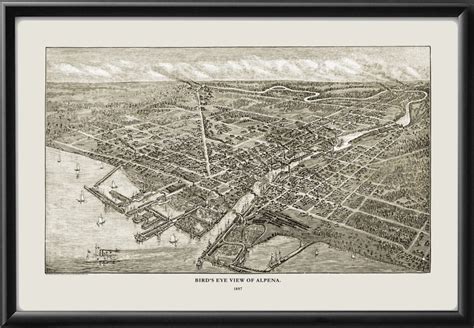 Alpena Mi 1884 Vintage City Maps Restored City Maps