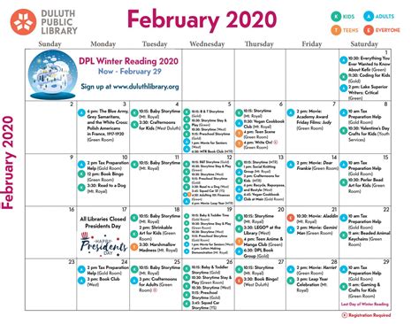 February 2020 Event Calendar By Duluth Public Library Issuu