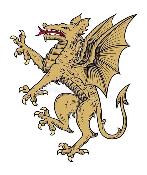 Gold dragon vector. Vector illustration of heraldic dragon #Sponsored , #AFFILIATE, #Affiliate ...