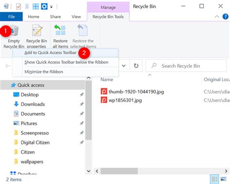 Customize Quick Access Toolbar In Recycle Bin On Windows 10 Vrogue Co