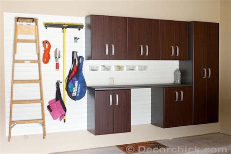 Each jumbo cabinet includes four adjustable metal shelves making it easy to store your gear behind closed doors and off the floor. Flow Wall DIY Garage Storage | DIYIdeaCenter.com