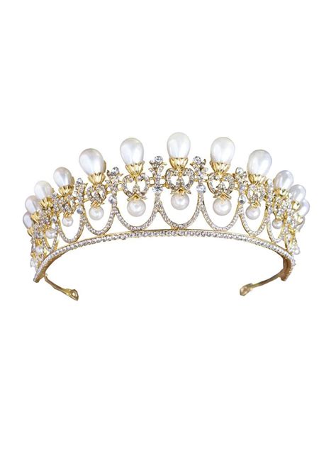 Wedding Queen Crowns Princess Tiara Gold Simulated Pearl Tiara In 2021