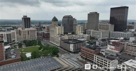 Overflightstock™ Downtown Tall Buildings Drone Aerial View Dayton