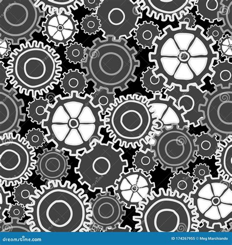 Gear Collage Many Sizes and Styles of Gears in Neutral Black White and