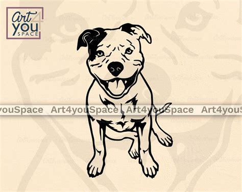 Pit Bull Sitting Pose Svg File For Cricut Project Dog Vector Image