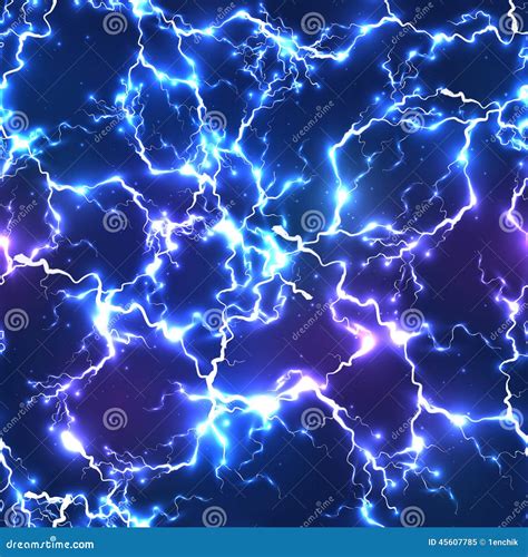 Abstract Blue Electric Lightning Seamless Pattern Stock Vector Image