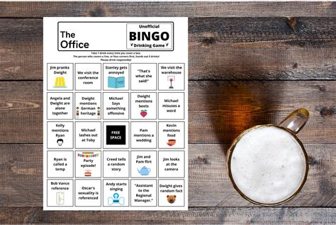 The Office Unofficial Bingo Drinking Game Digital Download Etsy