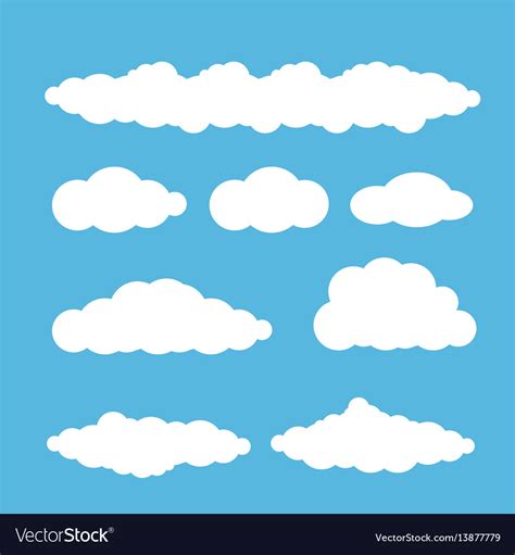 White Summer Clouds Set Isolated On Blue Vector Image