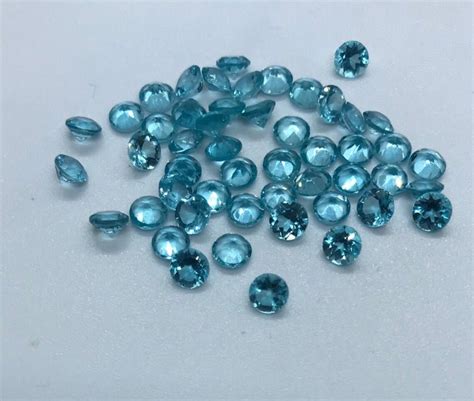 Sky Blue Apatite Round Faceted Stone Loose Gemstone Blue Etsy