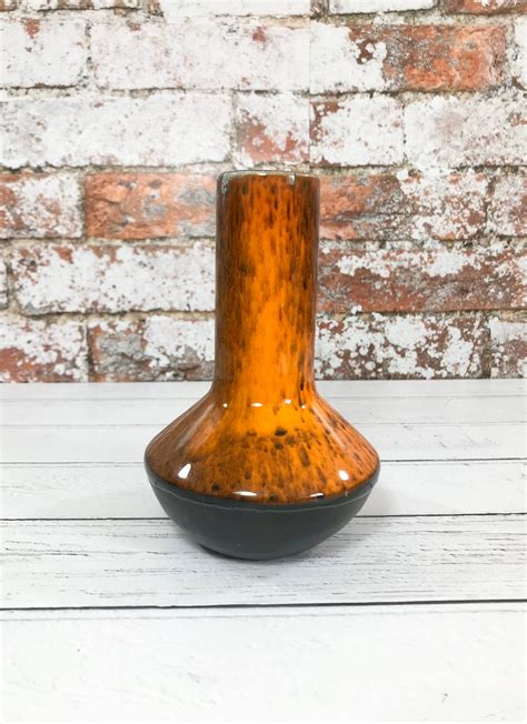 Danish Pottery Orange Ceramic Bud Vase Vintage Retro 1960s