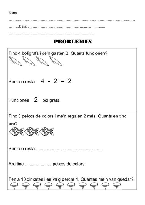 Problemes De Suma I Resta Con Imágenes Matematicas 1 Primaria