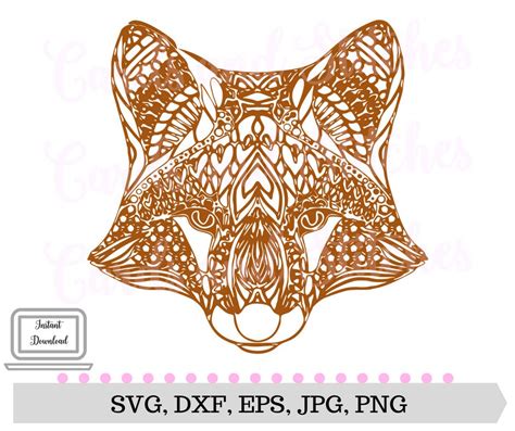 Fox Mandala Svg Fox Svg Digital Cutting File Silhouette Etsy