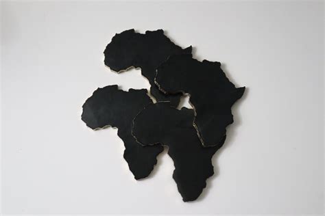 Black And Gold Africa Shape Coasters Etsy