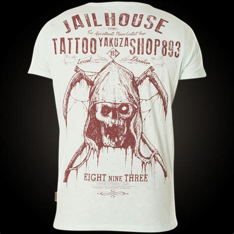 Yakuza Tattoo Shop T Shirt Print With A Skull And Scythes