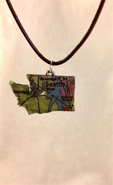 Pnw Jewelry Upcycled Map Necklace Map Jewelry Unique Necklaces By