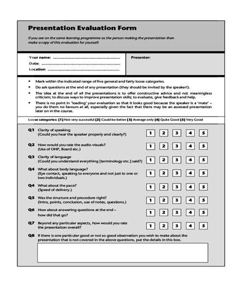 Presentation Evaluation Template Edit Fill Sign Online Handypdf