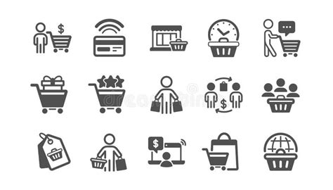 Buyer Customer Icons Set Group Of People Contactless Payment And