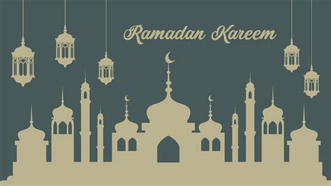 Ramadan Poster With Lanterns And Mosque Silhouette 965611 Vector Art At