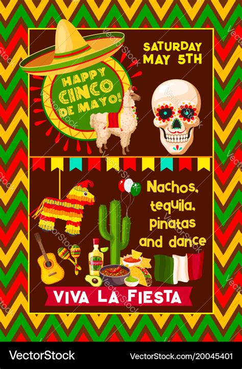 Mexican Poster For Cinco De Mayo Fiesta Royalty Free Vector