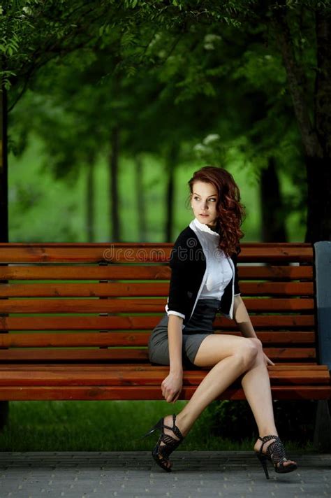 Beautiful Girl Sitting On Bench Stock Image Image Of Cute Model 32046103