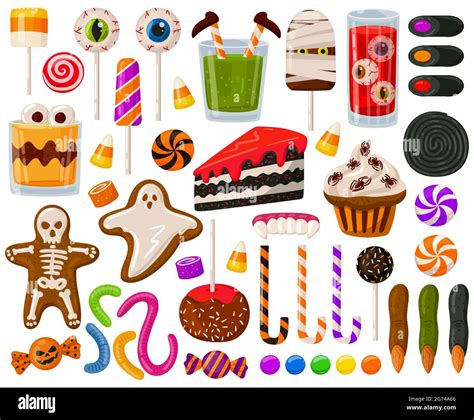 Cartoon Halloween Candies Halloween Spooky Sweets Chocolate Candy And