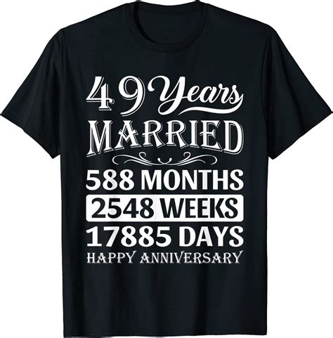 49 Years Married Happy 49th Wedding Anniversary T Shirt Amazonfr