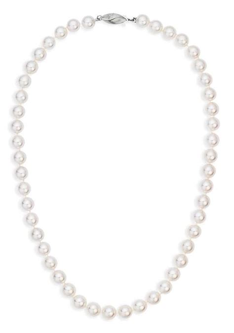 Classic Akoya Cultured Pearl Strand Necklace In 18k White Gold 7 5 8 0mm Blue Nile Pearl