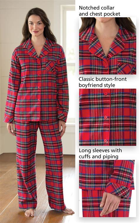 Stewart Plaid Flannel Boyfriend Petite Pajamas In Flannel Pajamas For