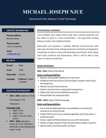 Biodata follows the format of a functional resume while cvs can be made with either combination resume or chronological resume. CV Samples PDF and Microsoft word format