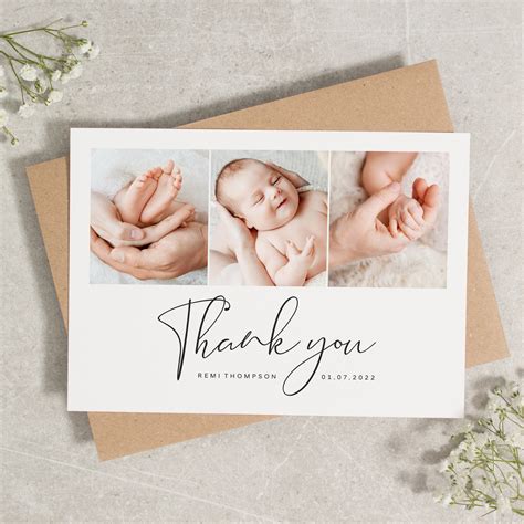 Baby Thank You Cards Multi Photo Baby Thank You Baby Thank Etsy Uk