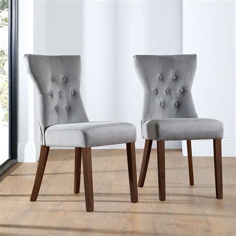 Discover the design world's best velvet dining chairs at perigold. Bewley Grey Velvet Button Back Dining Chair (Dark Leg ...