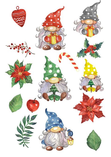 24 Christmas Gnomes Clipart Free Justbreathejustlook
