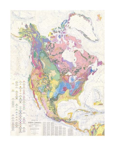 Geologic Map Of North America Print Vintage Wall Decor Vintage Map