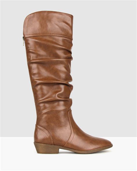 Cleveland Ruched Knee High Boots Tan By Betts ShoeSales