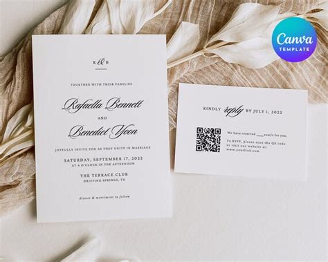 Minimalist Canva Wedding Invite Template With Photo Elegant Etsy