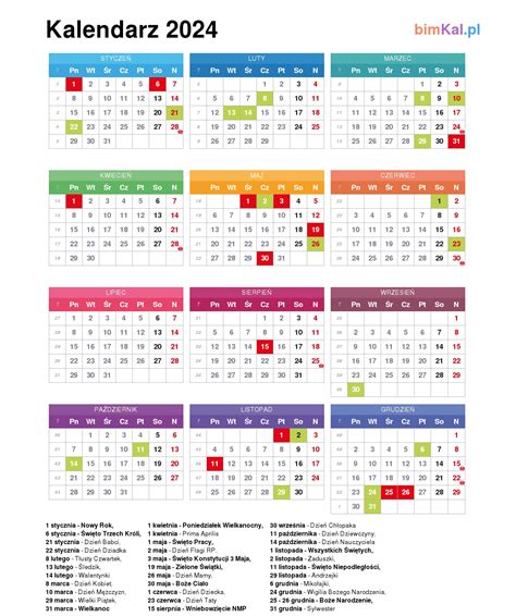 Kalendarz 2024 Rok Kalendarz Feb 2021
