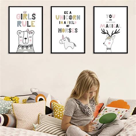 Amazing online printable wall posters for kids rooms and classrooms. Cartoon Bear Girls Rule Canvas Print Wall Poster For Kids ...