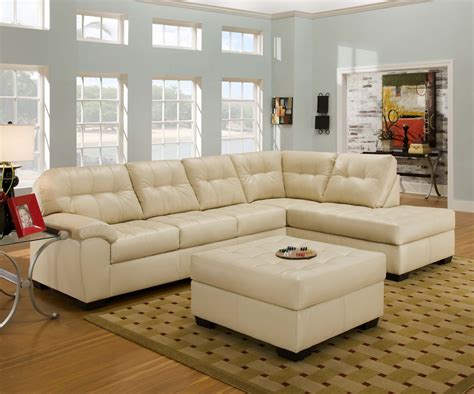 Simmons Soho Contemporary Ivory Bonded Leather Sectional Sofa Baci