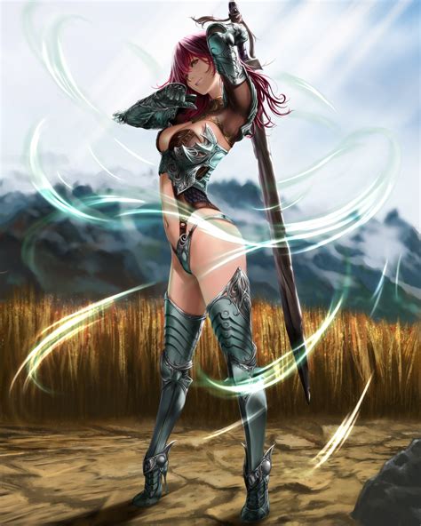 Wallpaper Anime Girls Cleavage Sword Original Characters Person Mythology Bikini Armor