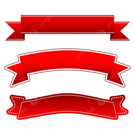 Red Ribbon Banner Hd Transparent Set Red Ribbon Banner Red Ribbon