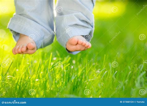 Baby Feet Over Grass Stock Photo Image Of Feet Barefoot 37368124
